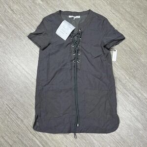 Lovers + Friends Waterfront Sheath Shift Shirt Dress Lace Up Gray Size Small